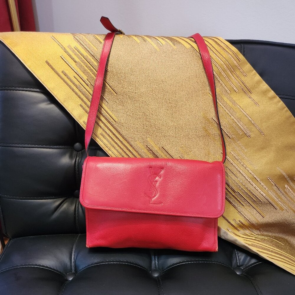 YSL Red Leather Shoulder Bag